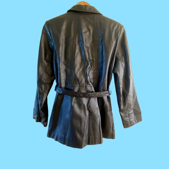 WORTHINGTON Genuine Leather Women's Medium Jacket w/Belt Biker Pockets EUC - Picture 2 of 16